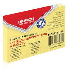 OFFICEproduct liimilehed 51×76 mm, 100 lehte, kollane