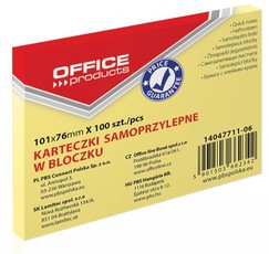 Kleepuvad märkmelehed 101 × 76 mm, 100 tk, kollased, OFFICE